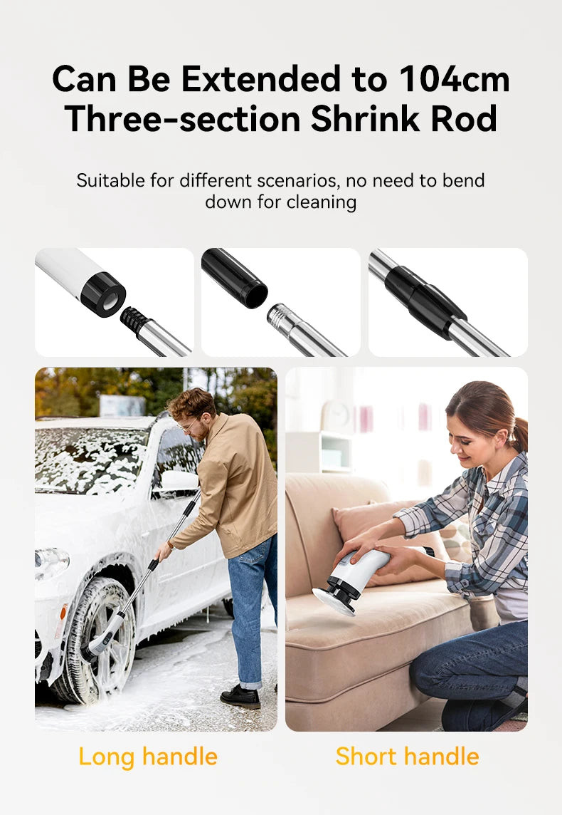 7-in-1 Cordless Electric Spin Scrubber with Retractable Handle