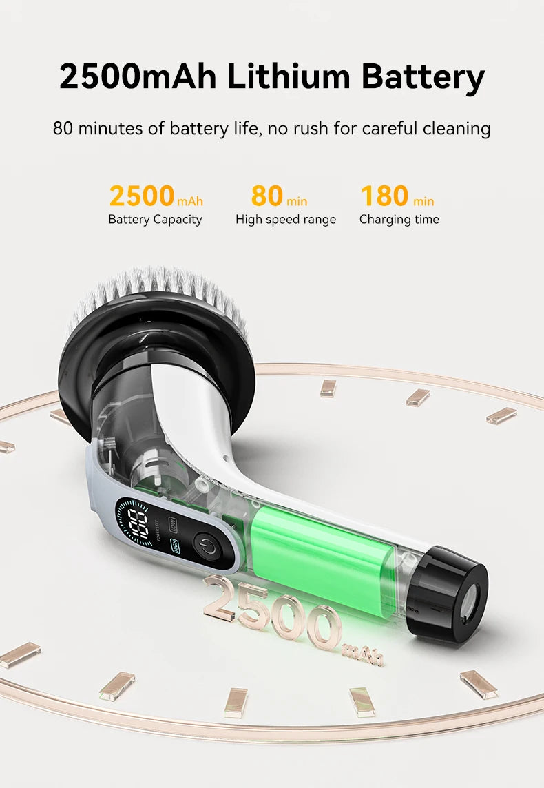 7-in-1 Cordless Electric Spin Scrubber with Retractable Handle
