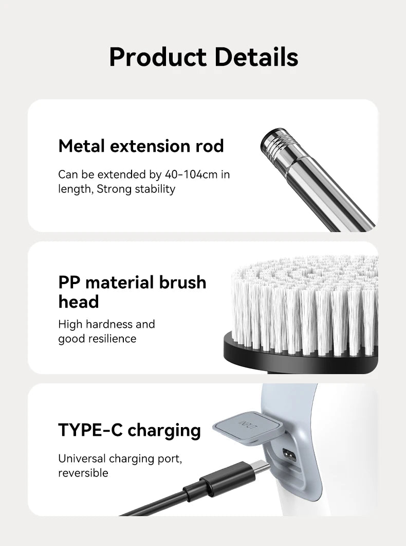 7-in-1 Cordless Electric Spin Scrubber with Retractable Handle