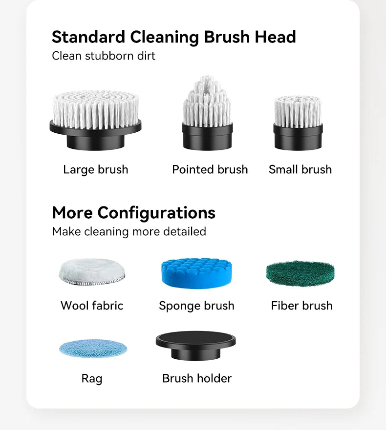 7-in-1 Cordless Electric Spin Scrubber with Retractable Handle